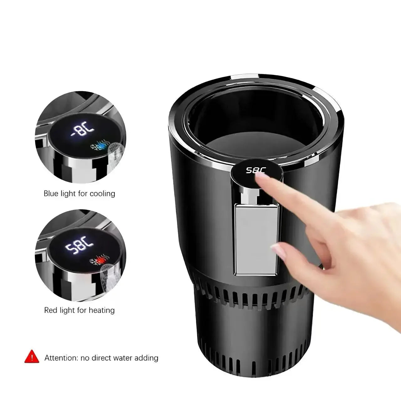 12V Car Heating Cooling Cup Smart Control One-Touch Switch Fast Cool Heat Car Cup Mount Portable Vehicle Drink Warmer Cooler Peaceful Pleasures Health and Wellness