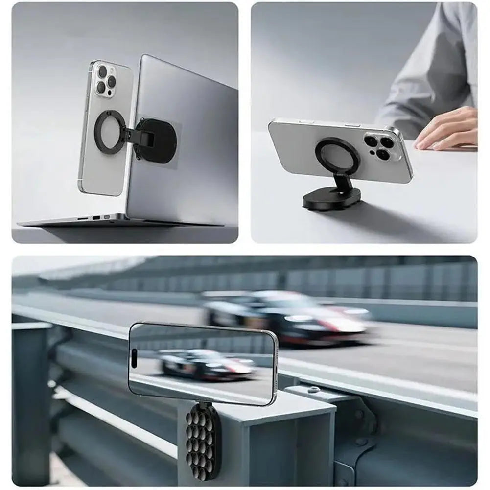 Suction Magnetic Phone Mount 360 Degree Rotating Car Phone Holder Strong Magnet Dashboard Stand Foldable for Car Home Peaceful Pleasures Health and Wellness