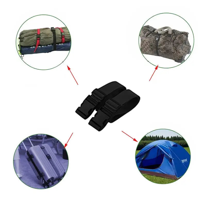 2pcs Black Webbing 5.0cm Wide Non Elastic Buckle Strap Adjustable Fixed Multifunctional Plastic Buckle Strap Storage Peaceful Pleasures Health and Wellness