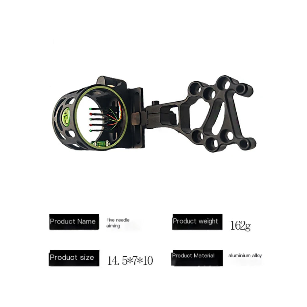 Archery Compound Bow Sight 5 Pin 0 019 Fiber Aiming Sighting Right