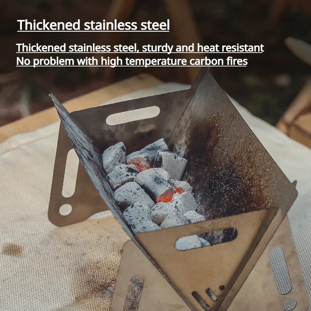 Portable Folding Stainless Steel Camping BBQ Grill & Stove Camping BBQ Grill Peaceful Pleasures Health and Wellness