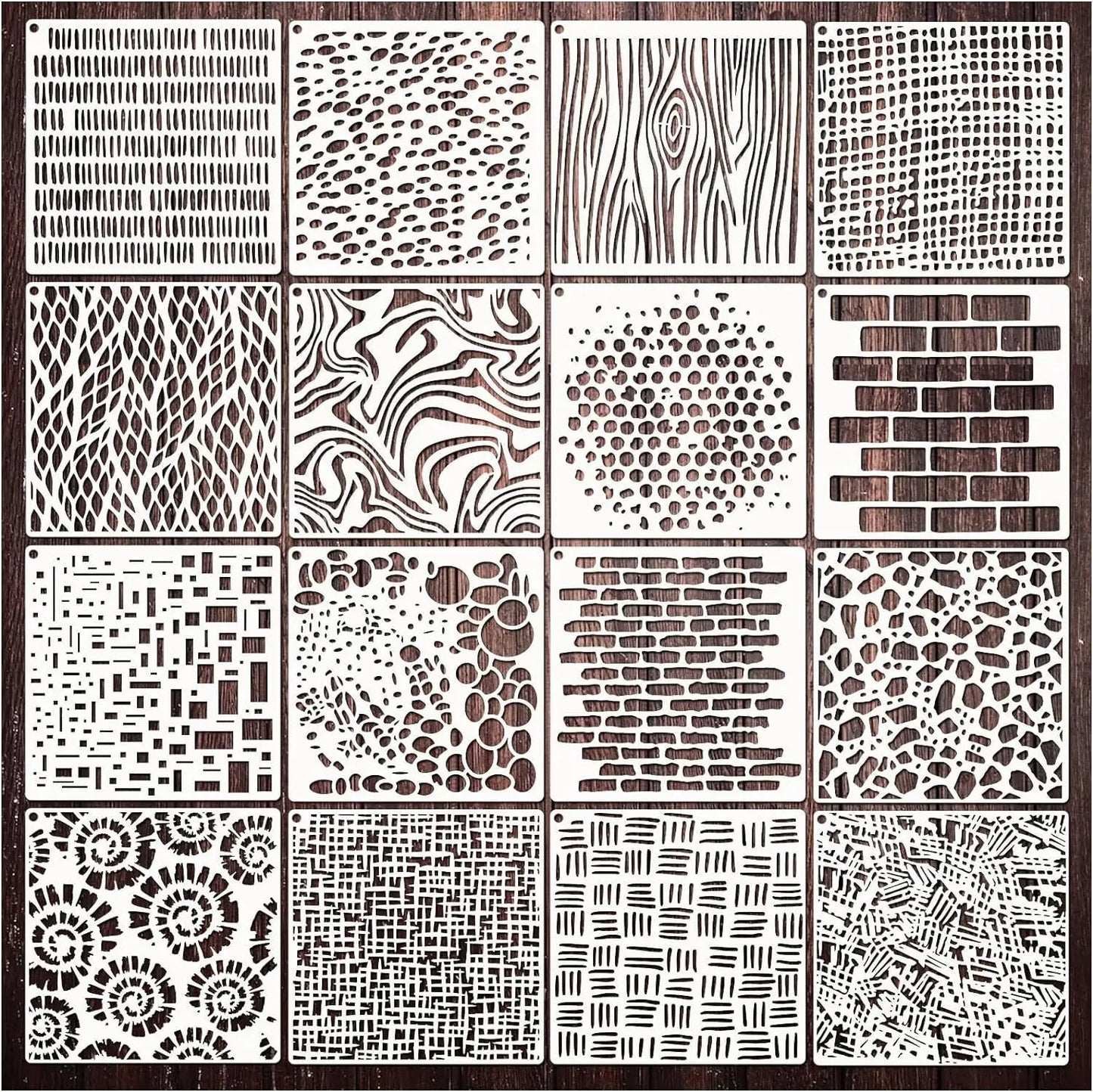 Bview Art 16 Reusable Textured Painting Stencils Creative