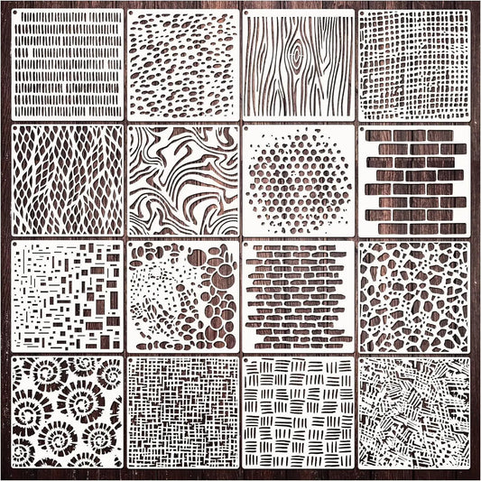 Bview Art 16 Reusable Textured Painting Stencils Creative Peaceful Pleasures Health and Wellness 16pcs