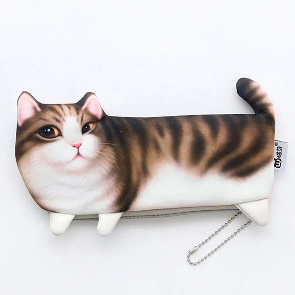 Creative Girl Student Gift Pencil Box Soft Cloth Stationery Pencil Case Simulation Cartoon Cat Storage Organizer Pen Bag Peaceful Pleasures Health and Wellness 3