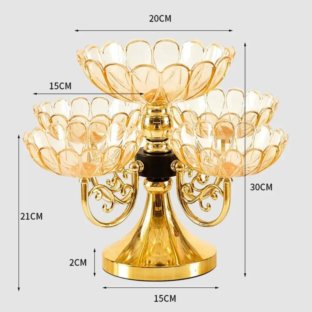 5-Tier Rotating Fruit Tray | European Glass & Iron Stand