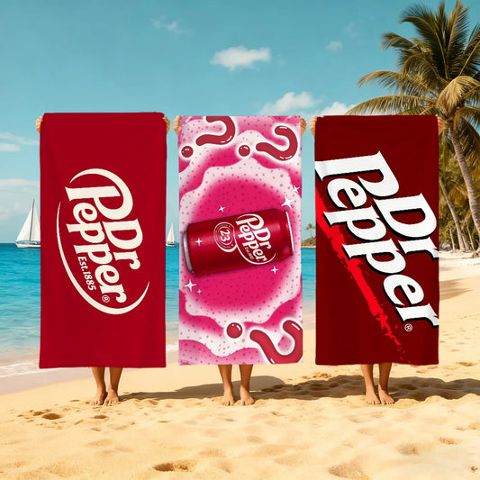 Dr Pepper Quick-Dry Beach Towel | Soft Microfiber Pool Towel Quick-Dry Beach Towel Peaceful Pleasures Health and Wellness