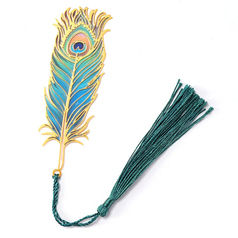 1pc Retro feather bookmarks metal bookmarks book lovers creative gifts reading accessories and stationery decorations Peaceful Pleasures Health and Wellness Peacock feather