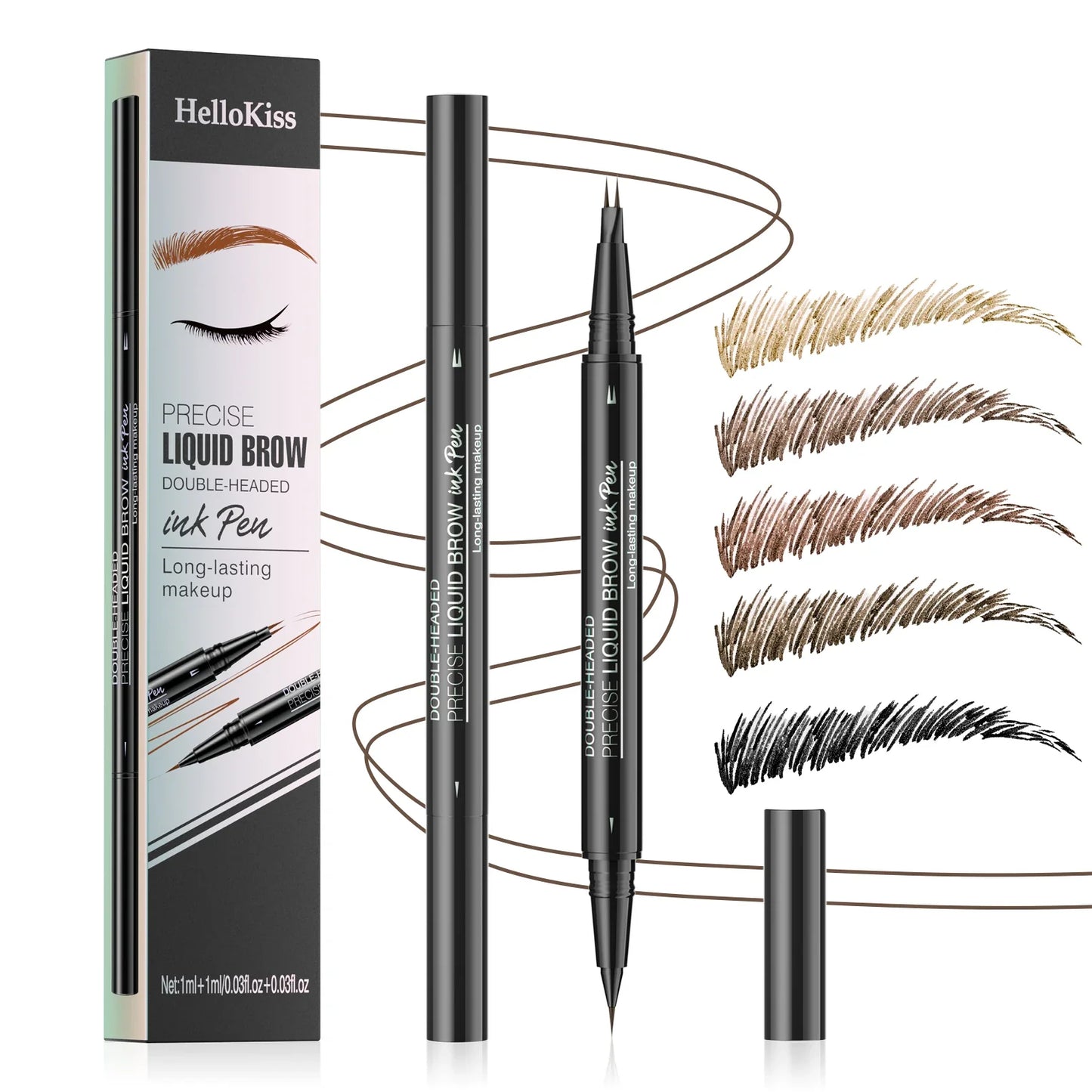 Hello Kiss Microblading Eyebrow Pen – Waterproof, 4-Tip, 5 Colors