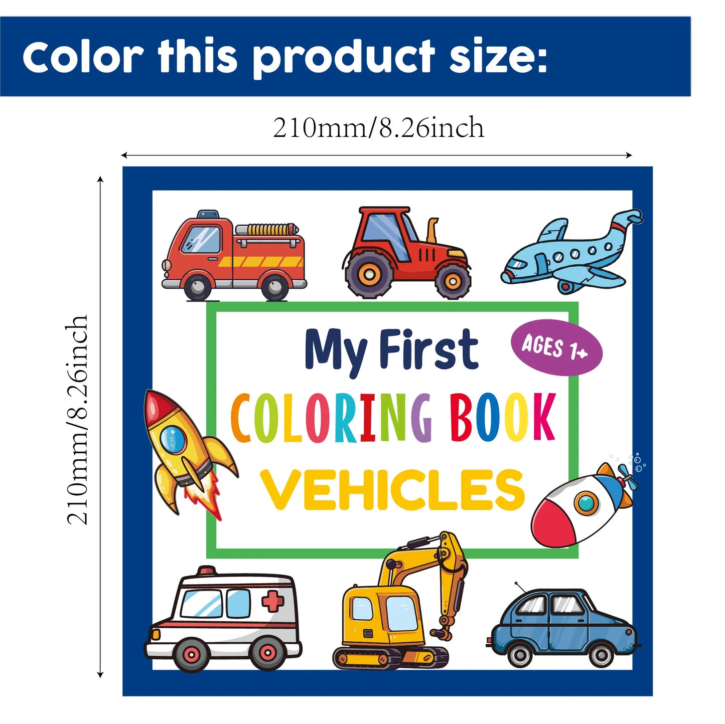 Bview Art First Coloring Book Fun Vehicles Cars Toddlers Boys Girls