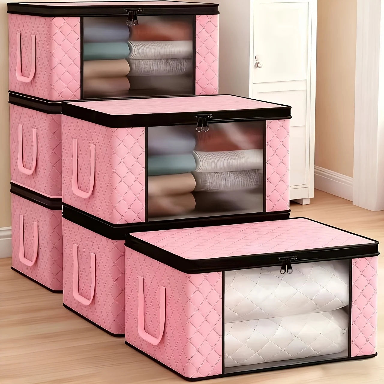 Foldable Clothes Storage Bags with Clear Window | Large Capacity