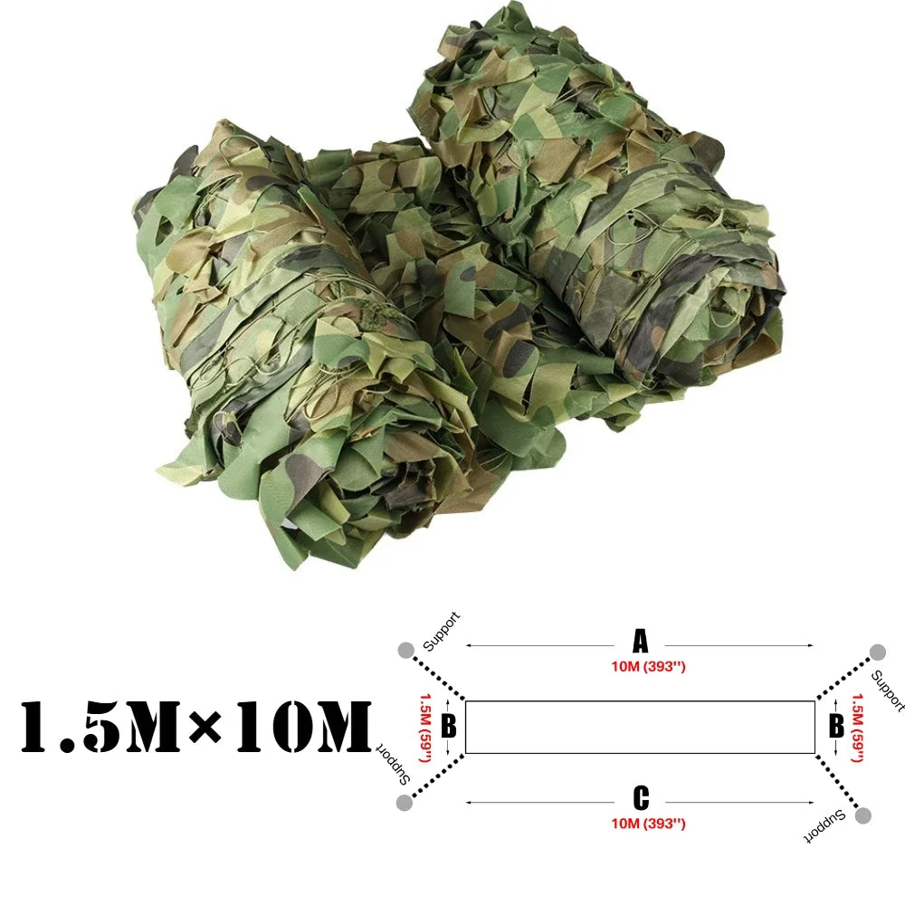 Camouflage Netting Outdoor Camping Sunshade Mesh Camo Net for Garden Buildings Fencing Trellis Covers Privacy Cloth Sun Shelter Peaceful Pleasures Health and Wellness 10Mx1.5M Woodland