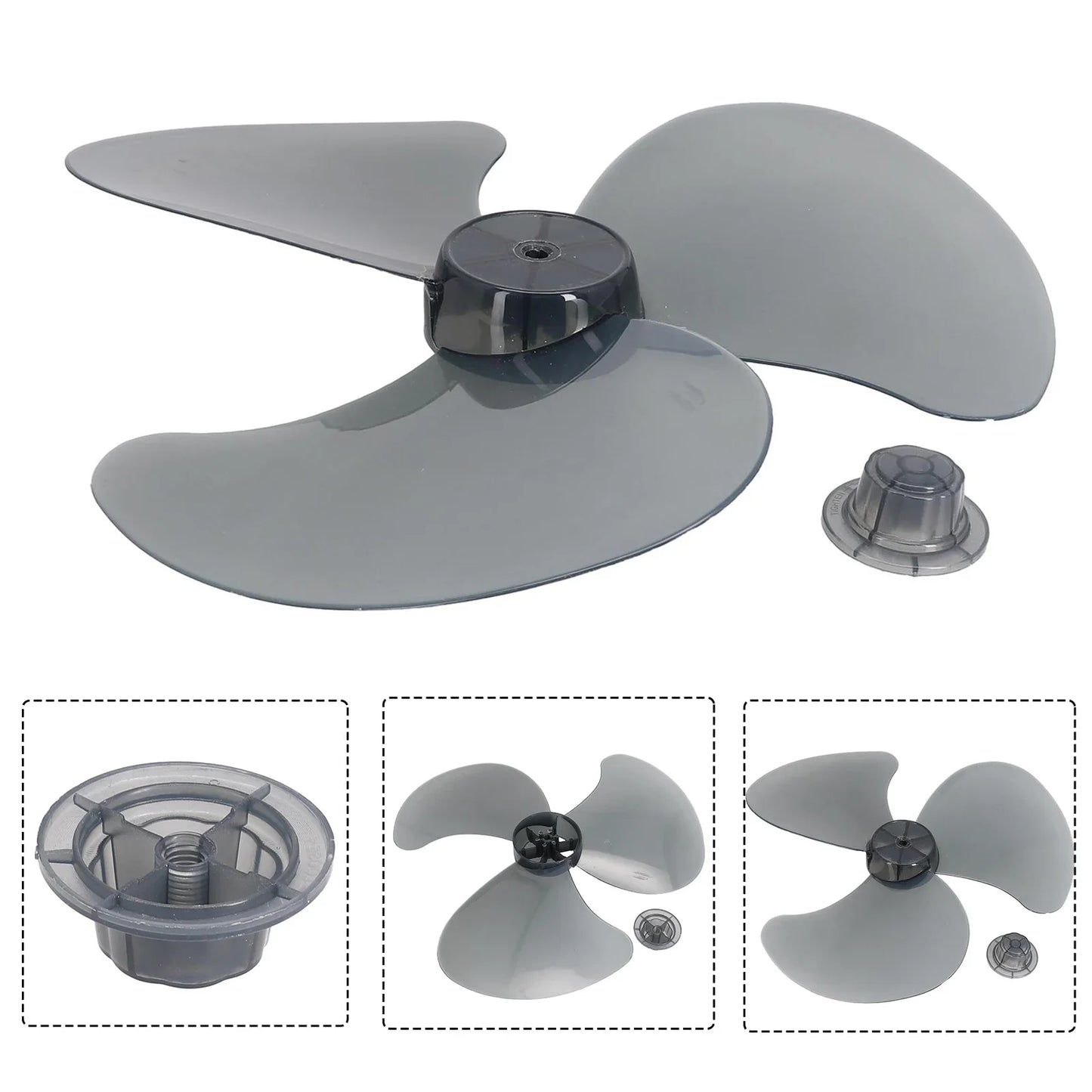16-Inch 3-Blade Plastic Fan Blade with Nut Cover | Stand & Desk Fan