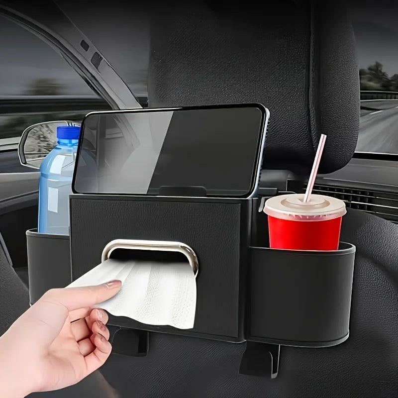 Car Seat Back Organizer | Cup Holders & Tissue Storage