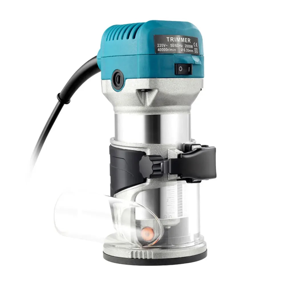 2000W Wood Router Electric Trimmer 220V Woodworking Milling Engraving Slotting Trimming Machine Hand Carving Router Power Tools Peaceful Pleasures Health and Wellness Blue