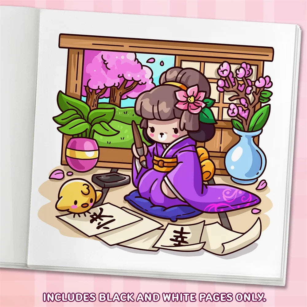Cozy Japan Cute Coloring Book Adults Teens Charming Characters
