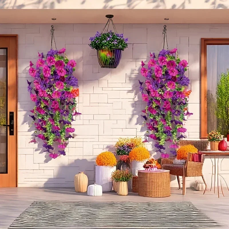 Durable Artificial Morning Glory Hanging Flowers UV Resistant Fake Garland for Home Garden Wedding Outdoor Party Decor Peaceful Pleasures Health and Wellness