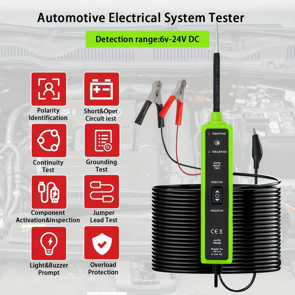 Automotive Circuit Tester – LED Display & Buzzer, No Battery Peaceful Pleasures Health and Wellness