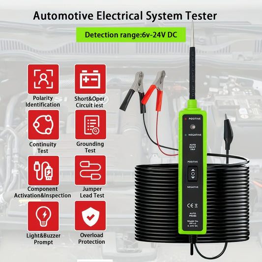 Automotive Circuit Tester – LED Display & Buzzer, No Battery Peaceful Pleasures Health and Wellness