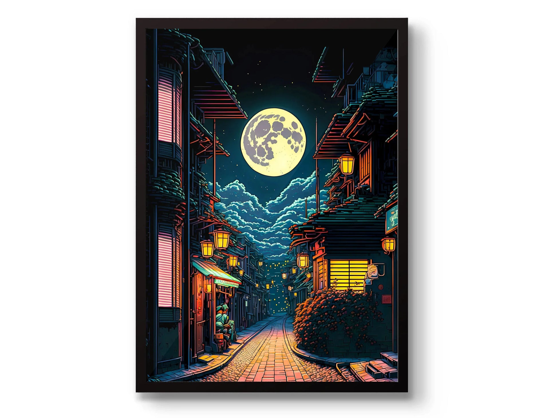 Japanese Tokyo Teahouse Cartoon Canvas Print Anime City Street Cafe Scene Wall Art Poster for Modern Living Room Home Decor Gift Peaceful Pleasures Health and Wellness 1 20x30cm Unframed