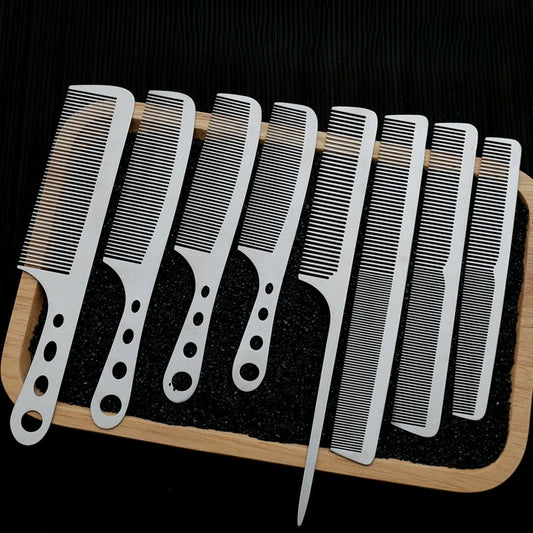 1PC Titanium Steel Comb Professional Salon Hair Hairdressing Anti-static Barbers Comb Ultra Thin Hair Brush for Men Peaceful Pleasures Health and Wellness