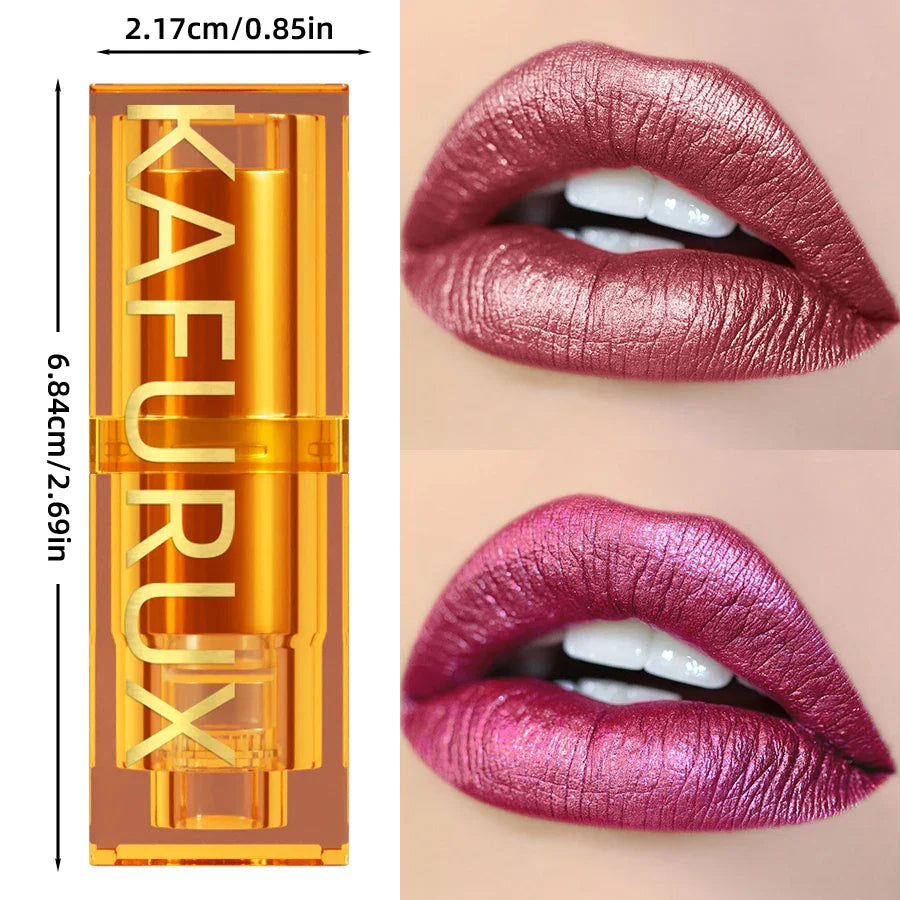 KAFURUX 16-Color Glitter Metallic Lipstick – Long-Lasting Matte