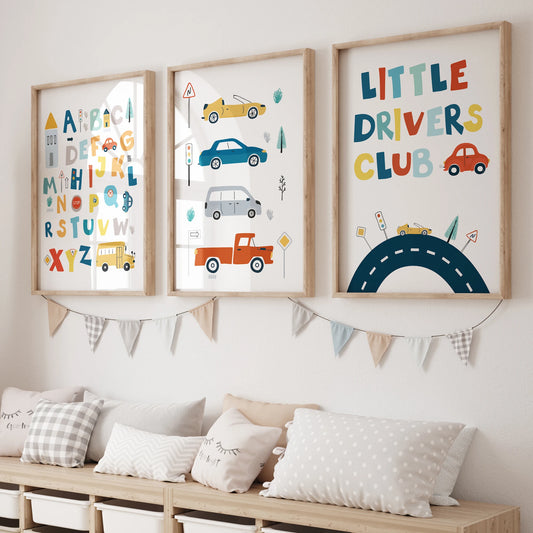 Cartoon Car Truck Alphabet Canvas Wall Art for Kids Room Kids Canvas Wall Art Peaceful Pleasures Health and Wellness
