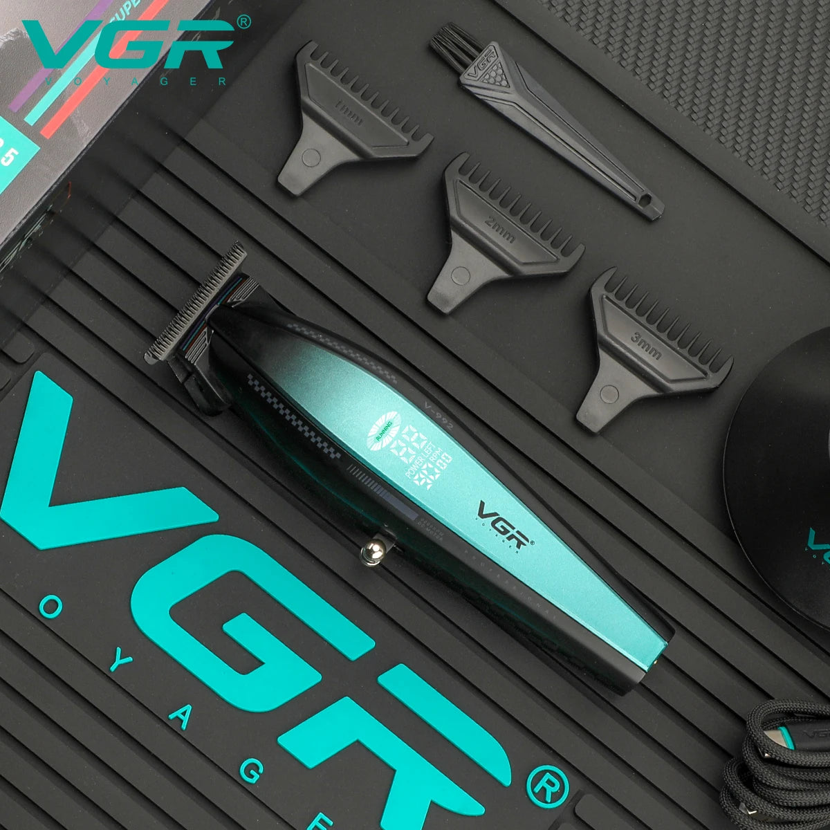VGR V-992 V-270 high-end men's hair clipper with gradient color body, professional hair trimmer with LCD digital display and pus Peaceful Pleasures Health and Wellness