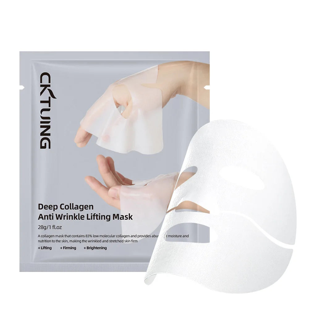 24/12Pcs Collagen Deep Mask Hydrating Face Mask Anti Wrinkle Lifting Mask Brighten Skin Tone Moisture & Smooth Skin Care Product Peaceful Pleasures Health and Wellness WHITE Option 3