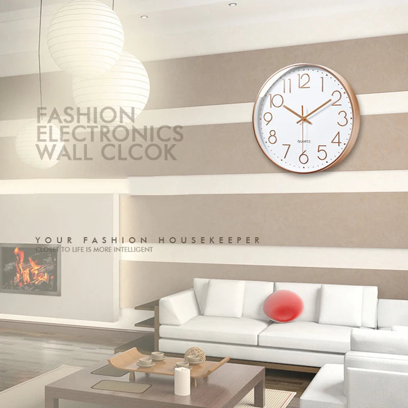 Pointer Display Simple Silent Circular Wall Clock Fashionable Wall Mounted Office Bedroom Clock Home Decoration Peaceful Pleasures Health and Wellness