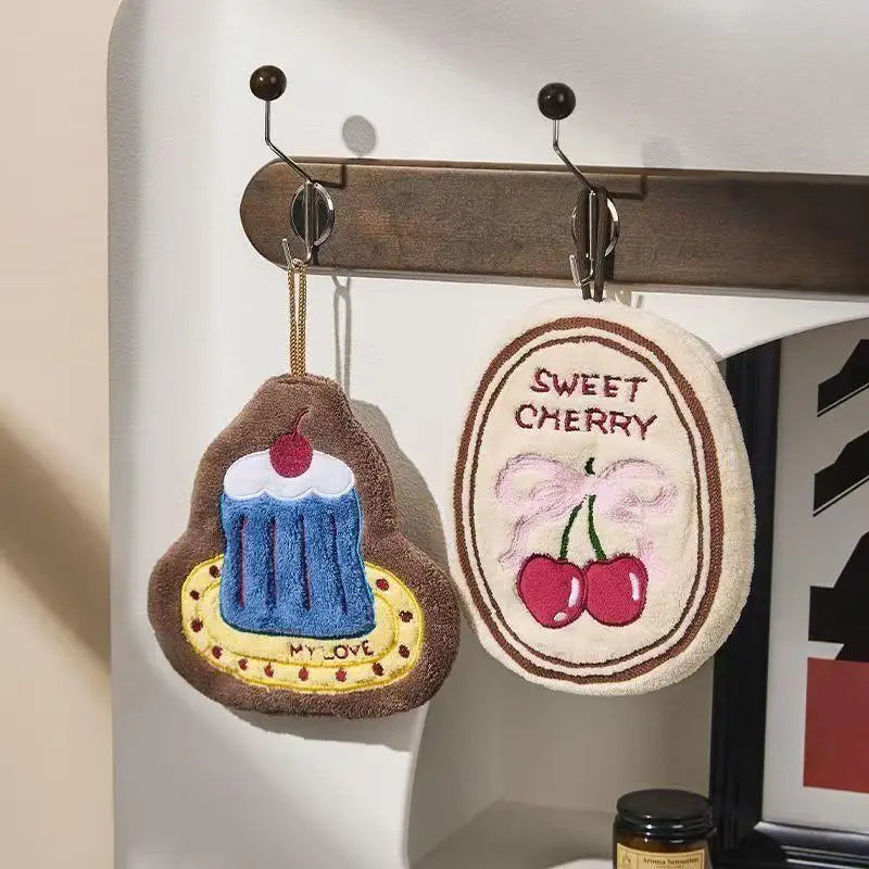 Cute Hanging Hand Towel Absorbent Thickened Kitchen Rag Bathrooms Towel High Appearance Coral Velvet Hand Towel Home Daily Use Peaceful Pleasures Health and Wellness