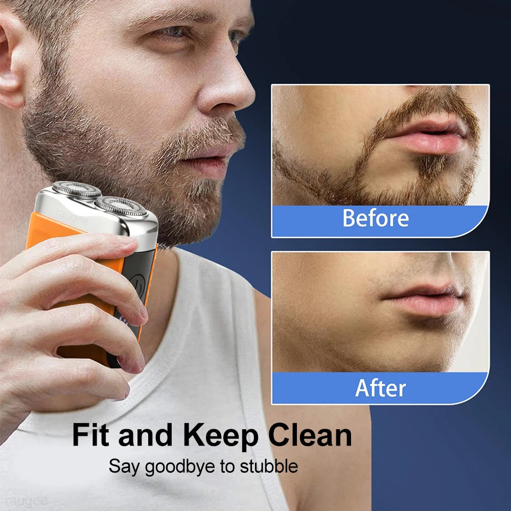 Mini Electric Shaver for Men Wet/Dry Facial Beard Trimmer Rechargeable Portable Mini Beard Shaver Dual-Head Blade Electric Razor Peaceful Pleasures Health and Wellness