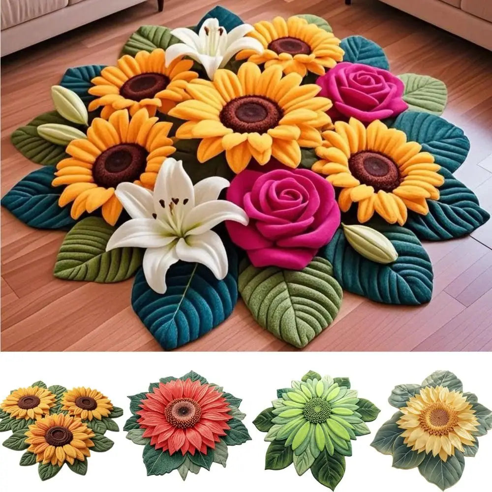 Durable Special-shaped Sunflower Carpet Non-slip Absorbent Flower Carpet Soft 60x60cm Door Gasket Home Decoration Peaceful Pleasures Health and Wellness