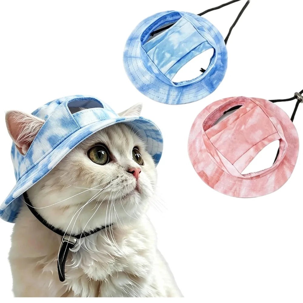 Tie Dye Pet Sun Hat with Ear Holes | Dogs & Cats | Adjustable