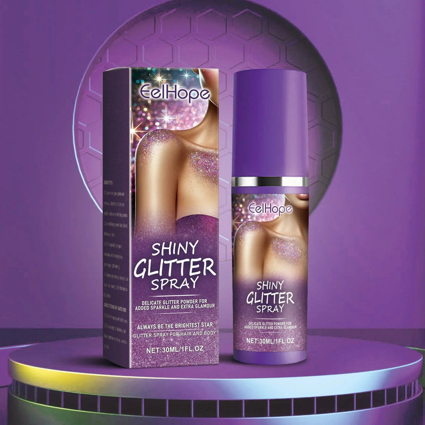 Eelhope Glitter Spray – Body, Hair & Face Shimmer Highlighter