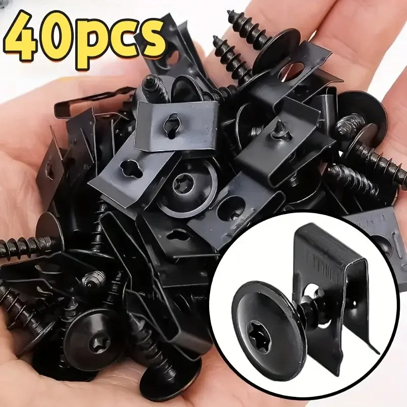 Car Self-tapping Screws U-shaped Metal Spacers Threaded Clips Auto