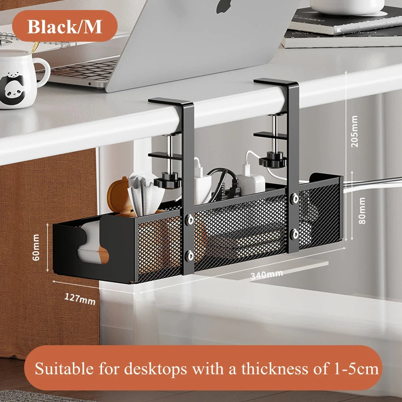 Under Desk Cable Management Tray | No-Drill Metal Organizer