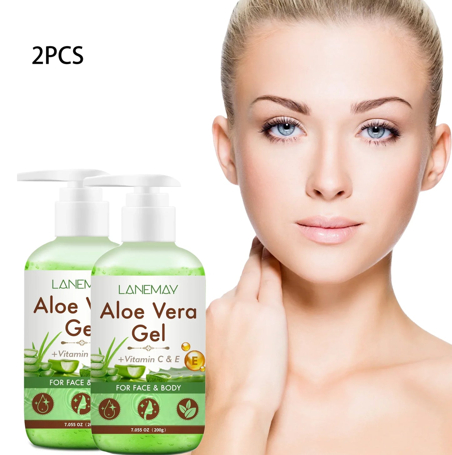 2-Pack Vitamin C & E Aloe Vera Gel – Face & Body Moisturizer