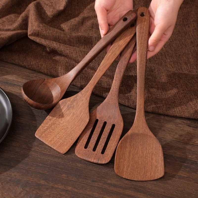 Wooden Spatula Set – Non-Stick Safe Kitchen Cooking Utensils