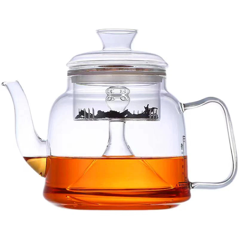 HMLOVE Heat Resistant Glass Teapot Steamed Boiling Kettle Tea Infuser
