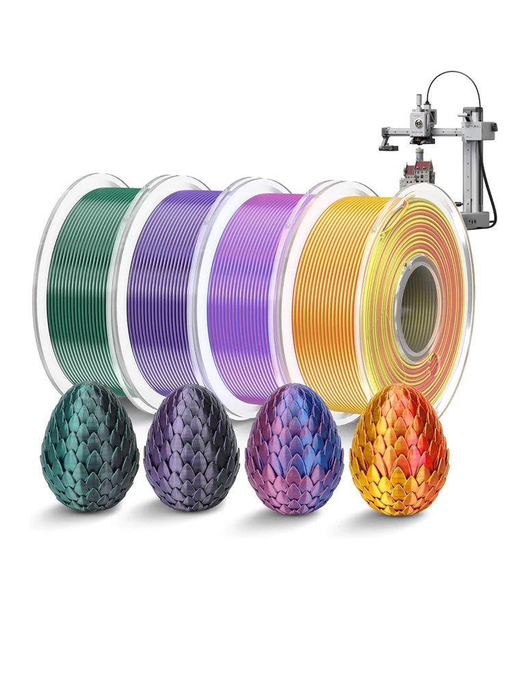 3D Maliang Silk PLA Filament Bundle – Dual Color, 4×250g, 1kg