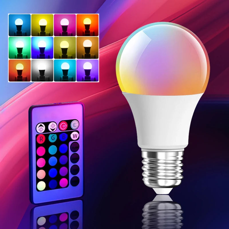 RGBW LED Bulb E27 Base 220V Dimmable Multicolor with Remote Control 16 Colors Household Neon Lighting Atmosphere Create Peaceful Pleasures Health and Wellness