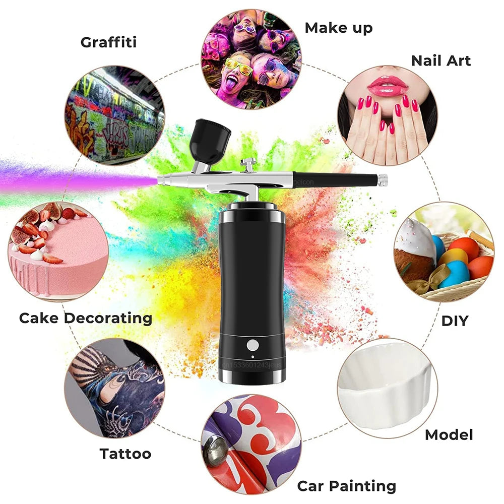 Portable Airbrush Nail with Compressor Airbrush Nail Machine for Nails Art Painting Crafts Wireless Air Brush with Compressor Peaceful Pleasures Health and Wellness