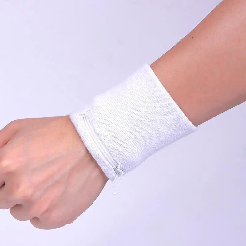 Wristband With Zipper For Storing Keys Change For Absorbing Sweat Wiping Sweat Wrist Guard For Basketball Running Fitness Sports Peaceful Pleasures Health and Wellness white 1pc