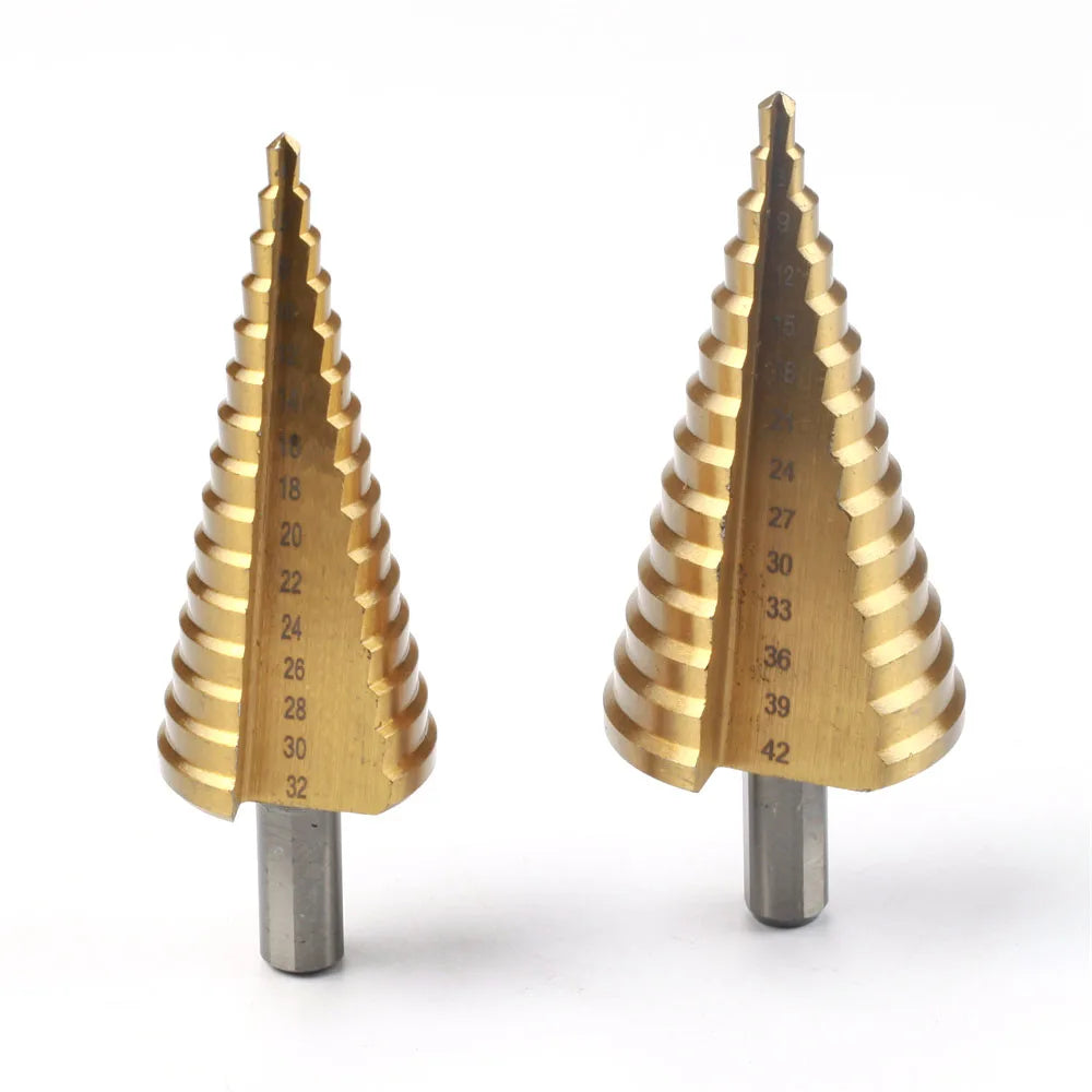 HSS Titanium Step Drill Bit 4-32/4-42mm – Wood & Metal Peaceful Pleasures Health and Wellness