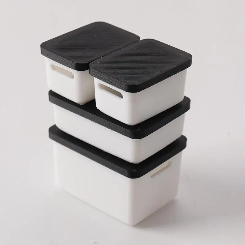 1/12 Dollhouse Miniature Food Storage Cases Set of 4 with Lids