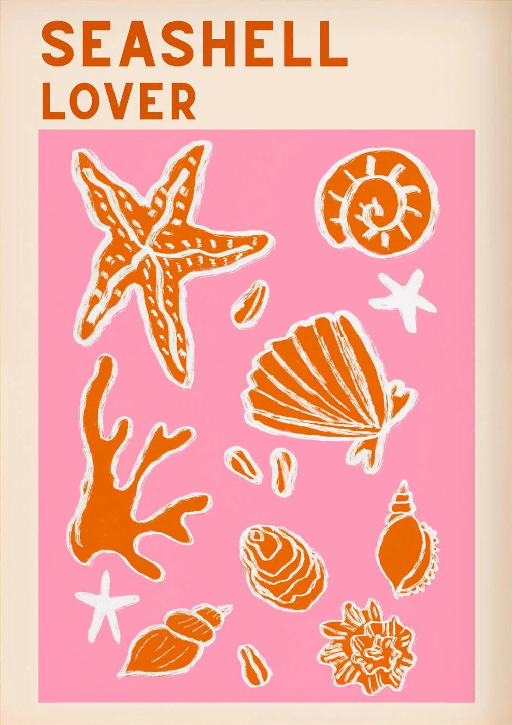 Tropical Beach Seashell Lobster Canvas Wall Art | Summer Poster