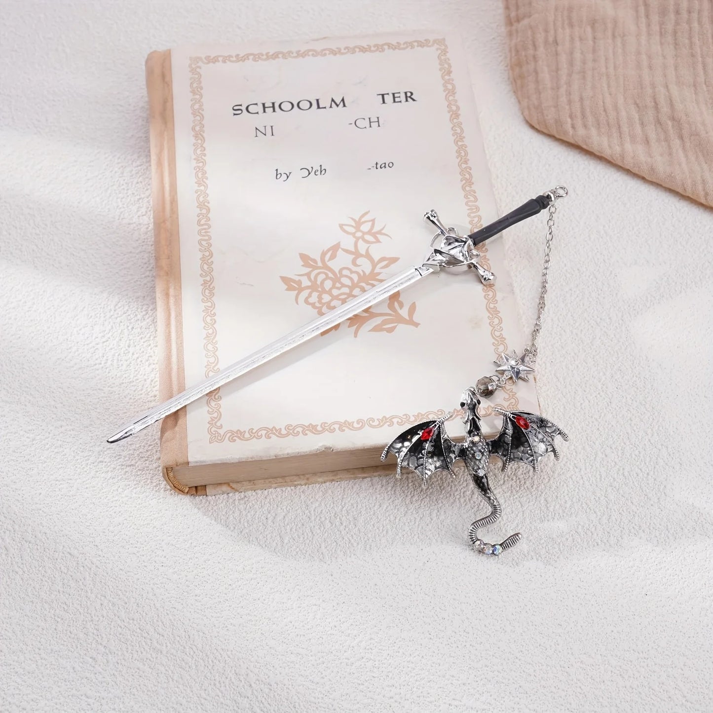 Bview Art Fantasy Dragon Sword Bookmark Exquisite Alloy Pendant Book