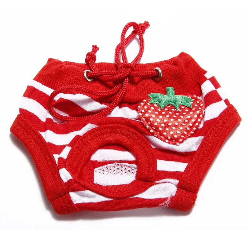 Pet Dog Shorts Sanitary Physiological Pants Cute Fruit Print Diaper Dog Shorts Washable Female Dog Panties Underwear Briefs DC05 Peaceful Pleasures Health and Wellness