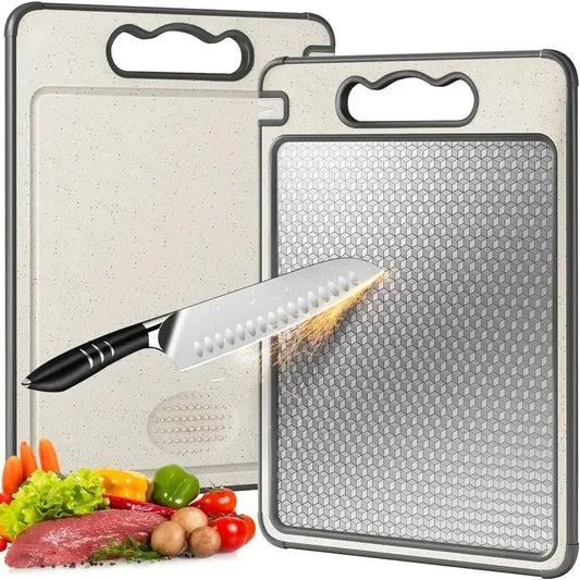 New Stainless Steel Cutting Board Double Sided Chopping Board for Kitchen Scratch Resistant Anti-Slip Silicone Edges Peaceful Pleasures Health and Wellness