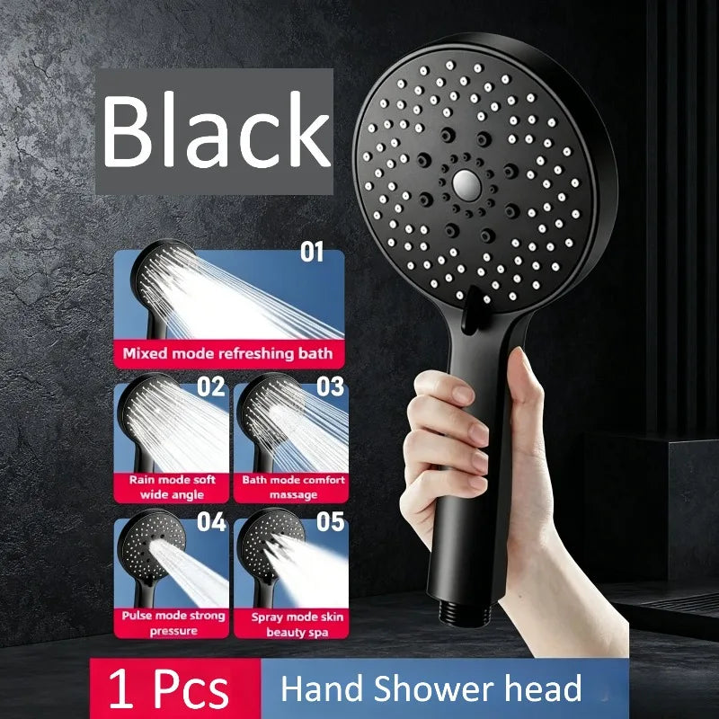5-Mode High Pressure Handheld Shower Head | Black Water Saving